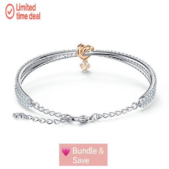Crystal Heart Bangle Bracelet with Lobster Clasp, 4.5cm Length - Picture 4 of 5